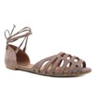 Qupid Palmer Women's Lace-up Ballet Flats, Girl's, Size: 8.5, Beig/green (beig/khaki)