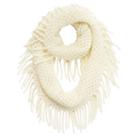 Girls 4-16 Metallic Knit Fringe Infinity Scarf, Girl's, White Oth