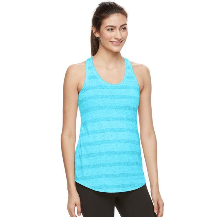 Women's Tek Gear&reg; Stripe Racerback Tank, Size: Medium, Turquoise/blue (turq/aqua)