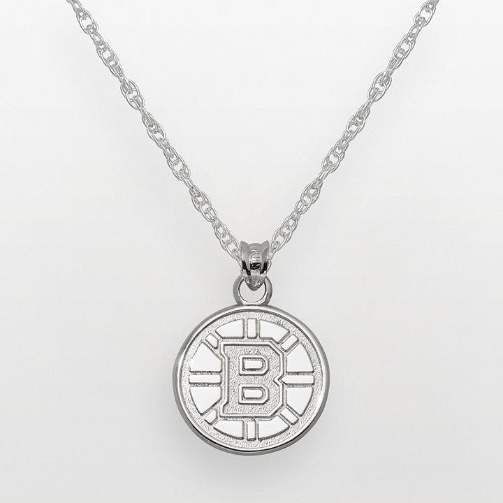 Logoart Boston Bruins Sterling Silver Logo Pendant, Women's, Size: 18, Grey