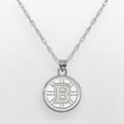 Logoart Boston Bruins Sterling Silver Logo Pendant, Women's, Size: 18, Grey