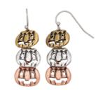 Tri Tone Antiqued Pumpkin Nickel Free Linear Drop Earrings, Women's, Multicolor