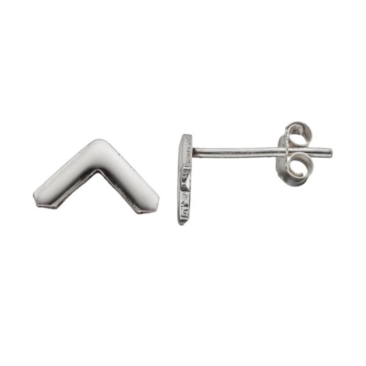 Itsy Bitsy Sterling Silver Chevron Stud Earrings, Women's, Grey