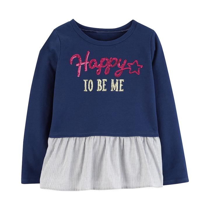Girls 4-12 Carter's Sequin Peplum-hem Top, Size: 7, Blue