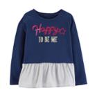Girls 4-12 Carter's Sequin Peplum-hem Top, Size: 7, Blue