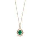 14k Gold Over Silver Lab-created Emerald & Lab-created White Sapphire Oval Pendant, Women's, Green