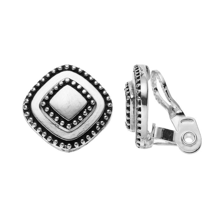 Napier Tiered Square Nickel Free Clip On Earrings, Women's, Silver