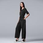 Women's Simply Vera Vera Wang Side Stripe Jumpsuit, Size: Medium, Black