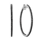 Sterling Silver 1 Carat T.w. Black Diamond Inside-out Hoop Earrings, Women's