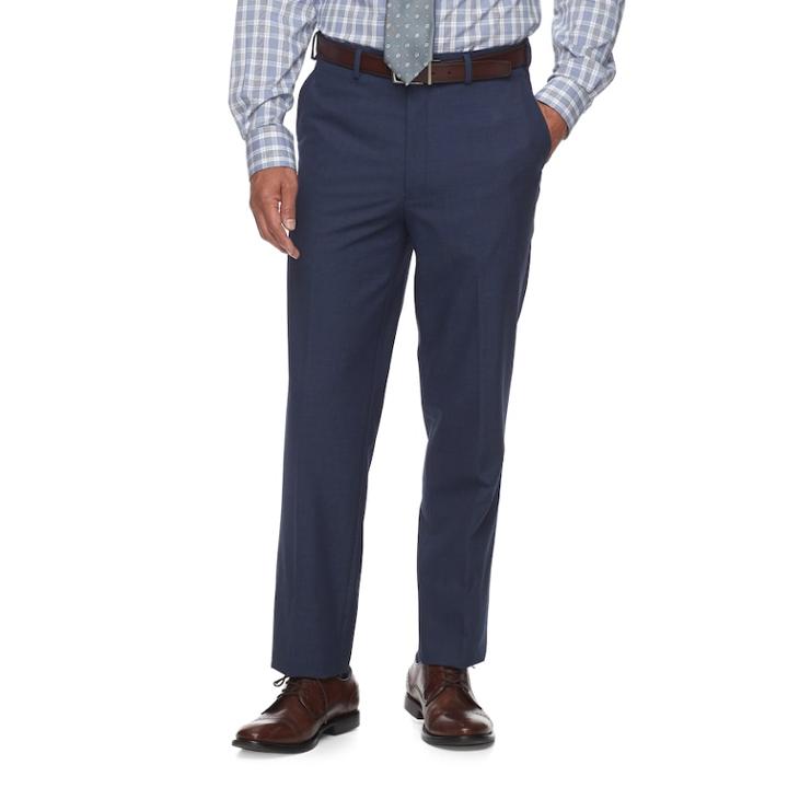 Big & Tall Chaps Performance Series Classic-fit Stretch Suit Pants, Men's, Size: 46x30, Blue (navy)