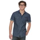 Men's Rock & Republic Zipper-pocket Button-down Shirt, Size: Large, Blue
