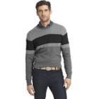Big & Tall Izod Classic-fit Striped Wool-blend Crewneck Sweater, Men's, Size: 2xl Long, Grey (charcoal)