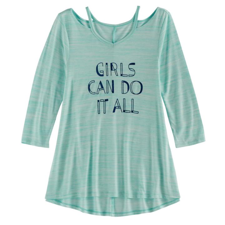 Girls 7-16 & Plus Size So&reg; 3/4-sleeve Strappy Swing Top, Size: 16, Turquoise/blue (turq/aqua)