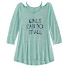 Girls 7-16 & Plus Size So&reg; 3/4-sleeve Strappy Swing Top, Size: 16, Turquoise/blue (turq/aqua)