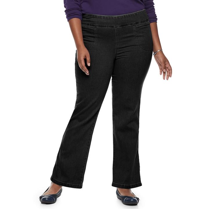 Plus Size Croft & Barrow&reg; Pull-on Mid-rise Bootcut Jeans, Women's, Size: 3x Short, Black