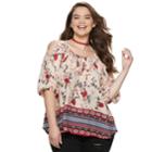 Juniors' Plus Size Liberty Love Cold-shoulder Peasant Top, Teens, Size: 1xl, White