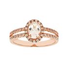 Sterling Silver Morganite & White Zircon Halo Ring, Women's, Size: 7, Pink