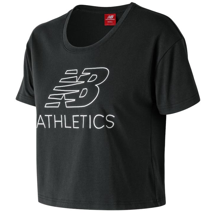 Women's New Balance Athletics Cropped Tee, Size: Large, Black