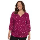 Plus Size Croft & Barrow&reg; Splitneck Peasant Top, Women's, Size: 3xl, Dark Pink