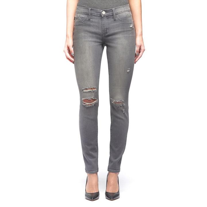 Women's Rock & Republic&reg; Kashmiere Gray Ripped Denim Leggings, Size: 12 T/l, Med Grey
