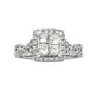 Igl Certified Diamond Crisscross Square Halo Engagement Ring In 14k White Gold (1 Ct. T.w.), Women's, Size: 7