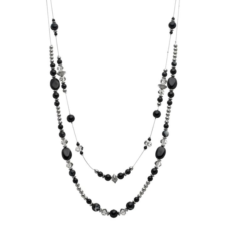 Black Beaded Multi Strand Necklace, Women's