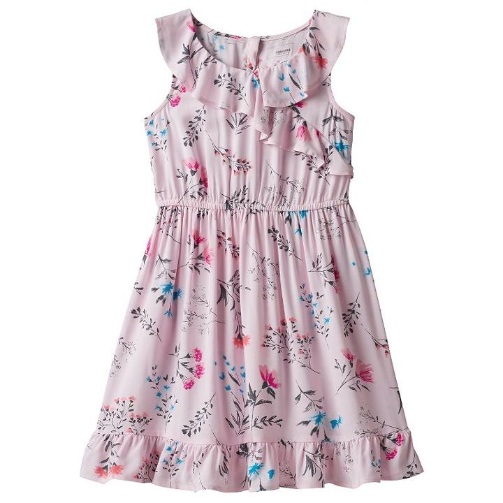 Girls 4-10 Sonoma Goods For Life&trade; Patterned Ruffled Wrap Dress, Girl's, Size: 6x, Brt Pink