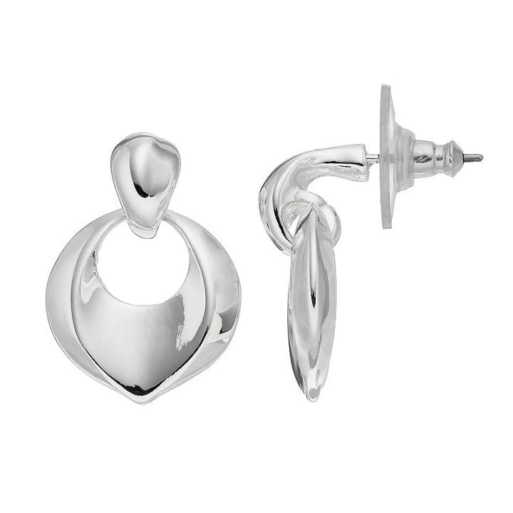 Dana Buchman Concave Hoop Door Knocker Drop Earrings, Women's, Silver