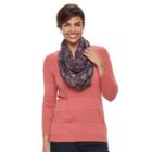 Women's Croft & Barrow&reg; Textured Sweater & Scarf, Size: Xl, Med Pink