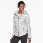 Women's Tek Gear Hooded Puffer Jacket, Size: Medium, Silver