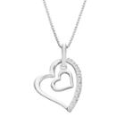 Diamond Classics Sterling Silver 1/10 Carat T.w. Double Heart Pendant, Women's, Size: 18, White