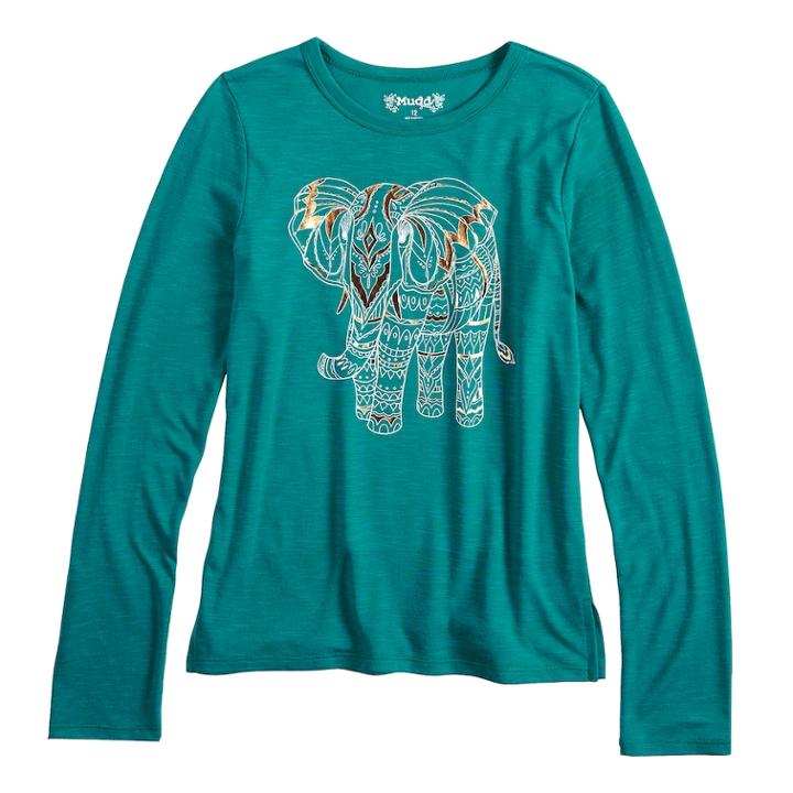 Girls 7-16 & Plus Size Mudd&reg; Long Sleeve Graphic Tee, Size: 18 1/2, Dark Blue
