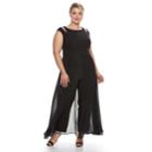 Plus Size Chaya Cutout Chiffon Overlay Jumpsuit, Women's, Size: 22 W, Black