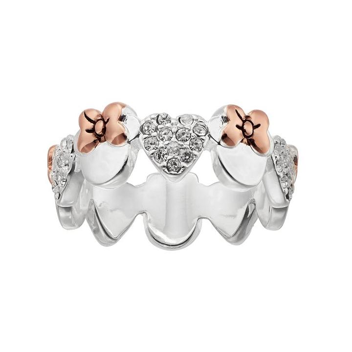 Disney's Minnie Mouse Two Tone Crystal Heart Ring, Women's, Size: 7, White