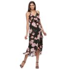 Petite Jennifer Lopez Floral Faux-wrap Dress, Women's, Size: 12 Petite, Black