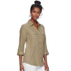Women's Croft & Barrow&reg; Solid Linen-blend Shirt, Size: Medium, Brt Green