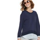 Women's Popsugar Mock-layer Sweatshirt, Size: Xxl, Blue (navy)