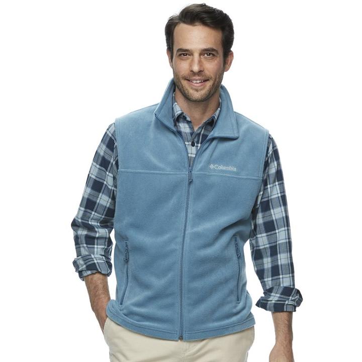 Men's Columbia Flattop Ridge Fleece Vest, Size: Large, Dark Blue