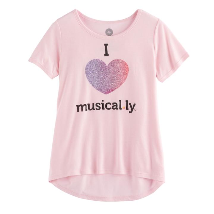 Girls 7-16 Musical. Ly Graphic Tee, Size: Medium, Light Pink