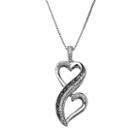 Love Is Forever 1/10 Carat T.w. Black & White Diamond Sterling Silver Double Heart Pendant Necklace, Women's