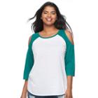 Juniors' Plus Size So&reg; Print Cold-shoulder Tee, Teens, Size: 2xl, Natural