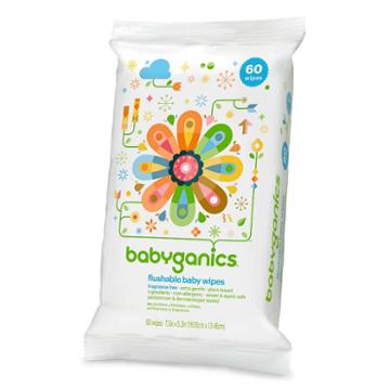 Babyganics On-the-go 60-pk. Fragrance-free Flushable Wipes
