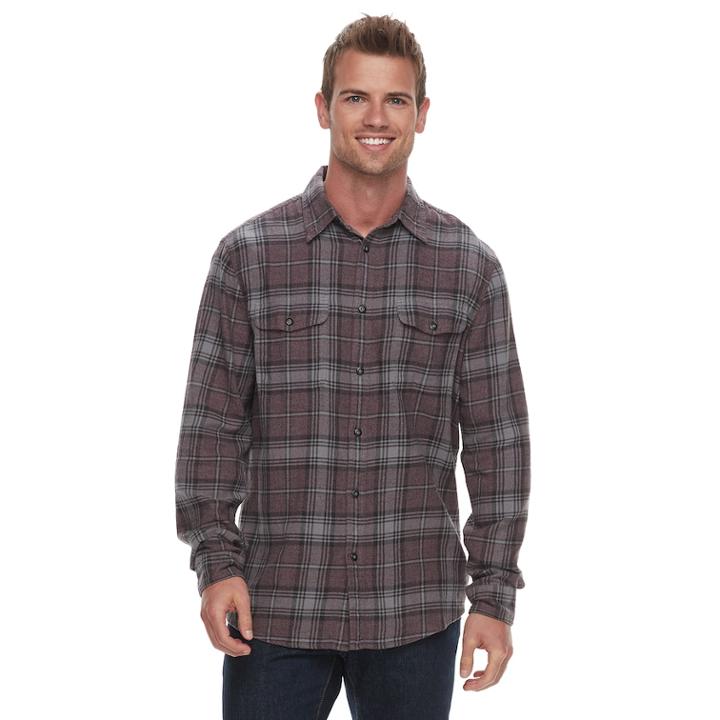 Men's Sonoma Goods For Life&trade; Slim-fit Flannel Button-down Shirt, Size: Large, Drk Purple