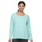 Plus Size Tek Gear&reg; Drop-shoulder Scoopneck Tee, Women's, Size: 1xl, Turquoise/blue (turq/aqua)
