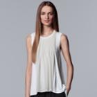 Women's Simply Vera Vera Wang Pintuck Swing Tank, Size: Medium, White