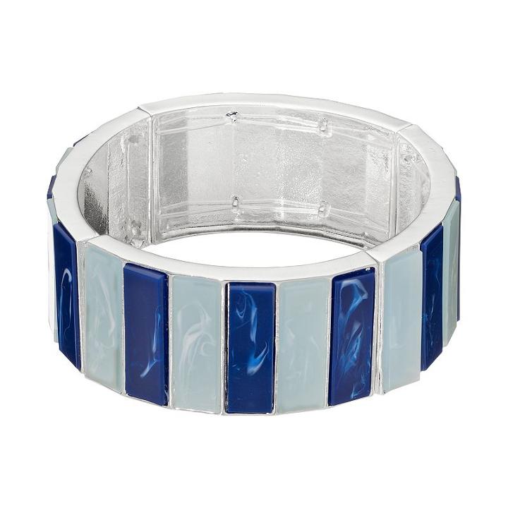 Chaps Blue Marbled Inlay Stretch Bracelet, Women's, Light Blue