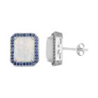 Sterling Silver Lab-created Opal & Blue Sapphire Sapphire Octagon Stud Earrings, Women's, White
