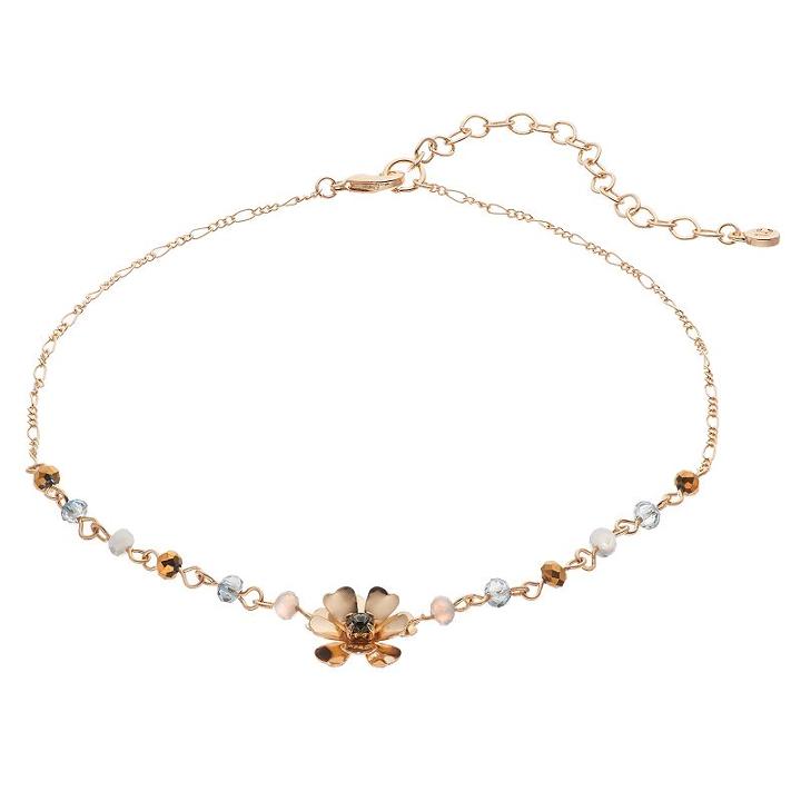 Lc Lauren Conrad Gray Beaded Flower Choker Necklace, Women's, Grey