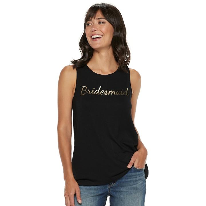 Women's Apt. 9&reg; Bridal Graphic Tank, Size: Xl, Black