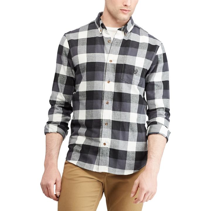 Big & Tall Chaps Regular-fit Performance Flannel Button-down Shirt, Men's, Size: L Tall, Black